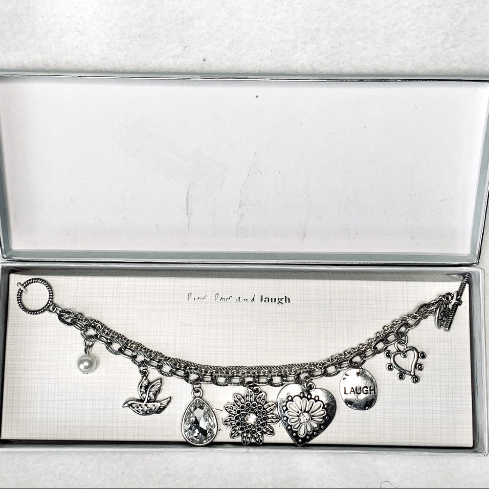 Multi Charm & Rhinestone Embellished Bracelet
